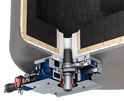 Technical cross-section of ladle slide gate and purging systems